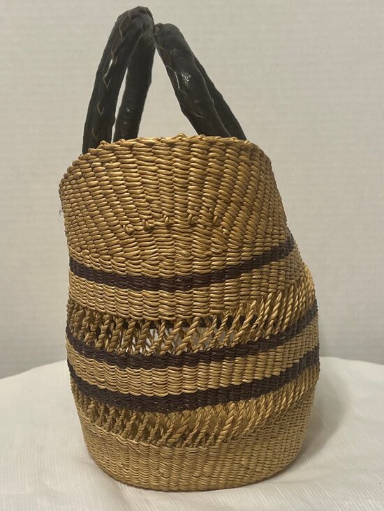 Handcrafted "Lacework Wing Shopper" Bolga Basket - Picture 2 of 15
